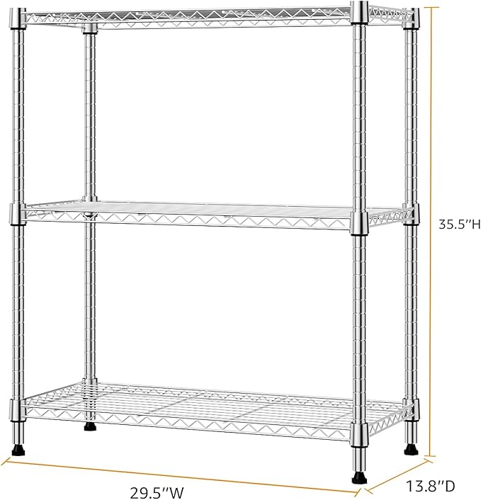 M MZG 750 lbs 3 Tier Storage Rack Metal Wire Shelving Unit, Storage Standing - Image 3