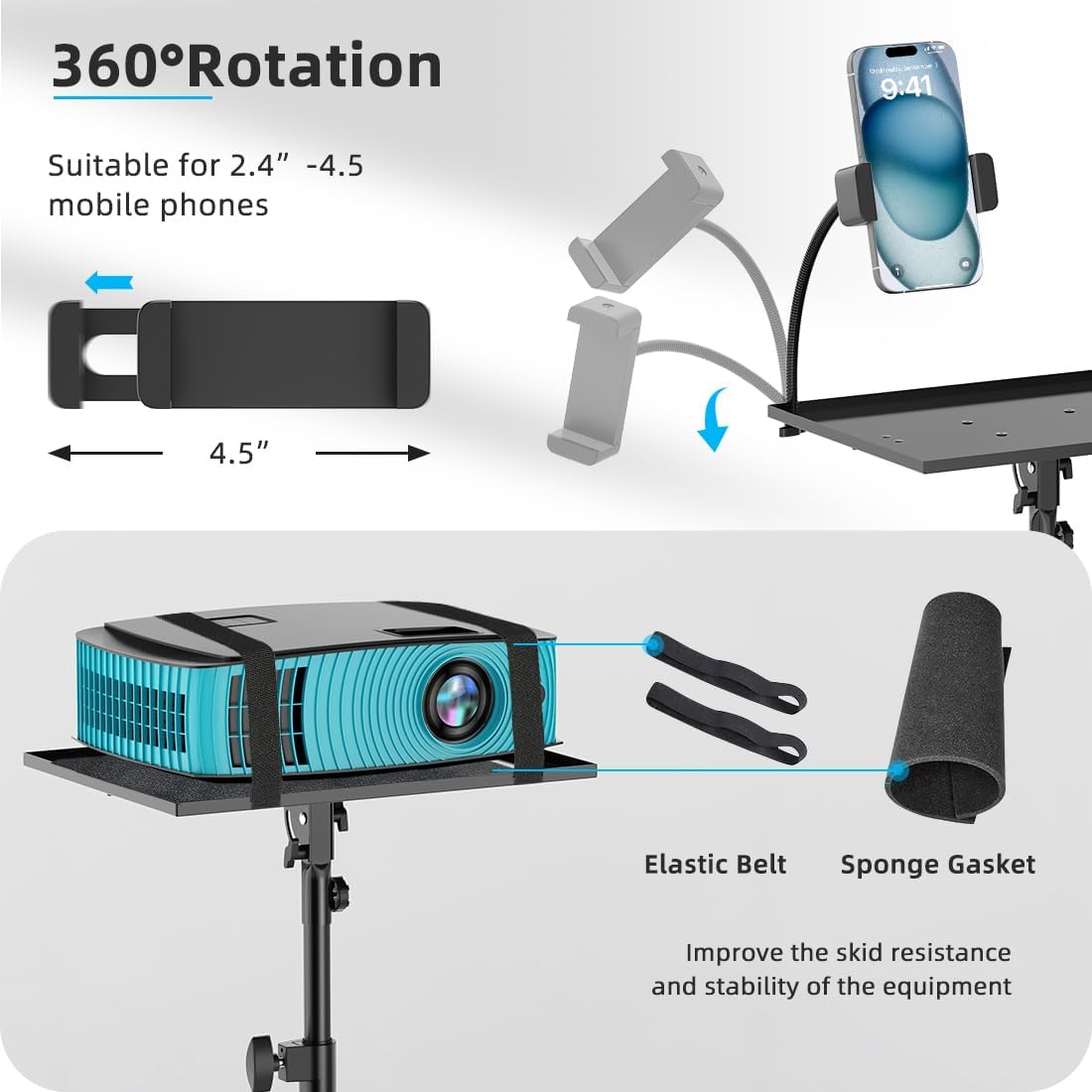 Projector Stand with Wheels, Laptop Tripod from 29" to 69" with Mou...