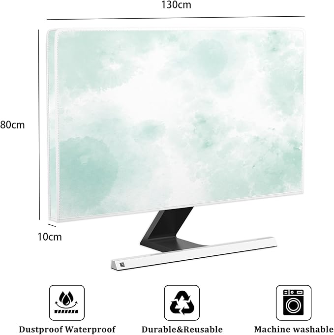 Baocicco Abstract Watercolor Waterproof TV Display Screen Cover 55 Inch Cyan - Image 2