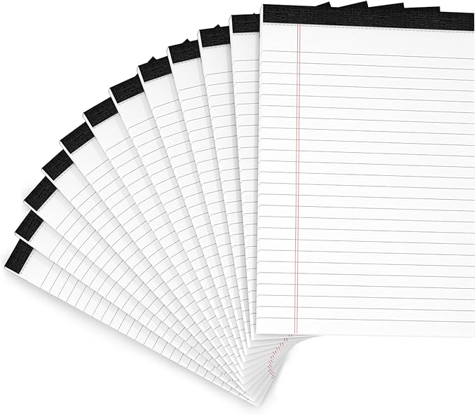 12 Pack Note Pads 5x8 Small Legal Pads White Notepads 5x8 Inch 80 GSM Paper Pads by Aidunmis