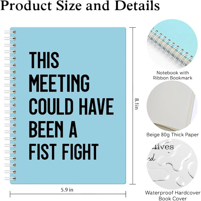 XQLZY This Meeting Could Have Been A Fist Fight Blue Spiral Notebook, Funny - Image 2