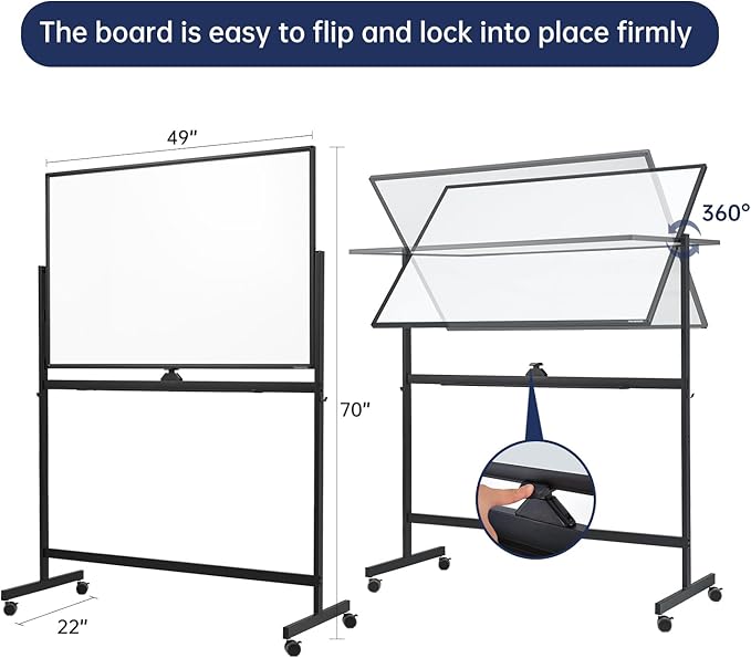 TSJ OFFICE Large Rolling Whiteboard - Image 2