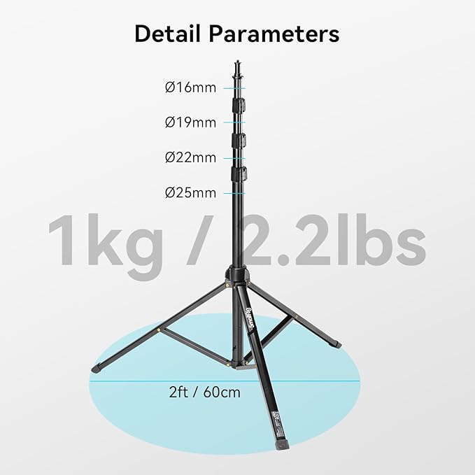 SMALLRIG RA-S200 Light Stand for Photography, 78.7" / 6.6ft / 200cm, Aluminum - Image 8