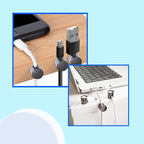 6 Sets Charger Cord Holder, Glossy Black Metal Adhesive Cable Management Clips - Image 3