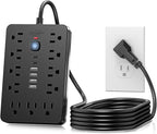 JouleLoom 10 FT Flat Plug Surge Protector Power Strip, 11 Multiple AC Outlets by JouleLoom