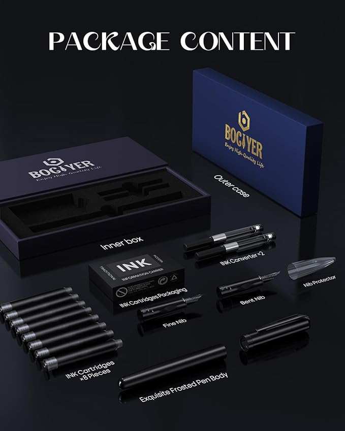 BOCIYER samurai Fountain Pen Set, Hand Polished Medium Nib, Calligraphy Nib - Image 2