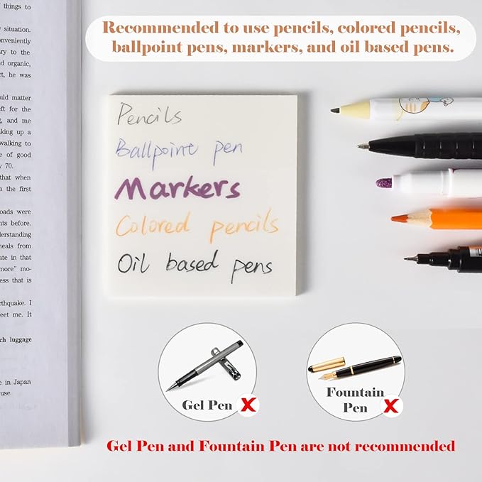 BAYTORY 700 Sheets Transparent Sticky Notes, Self-Adhesive Translucent Writable - Image 3
