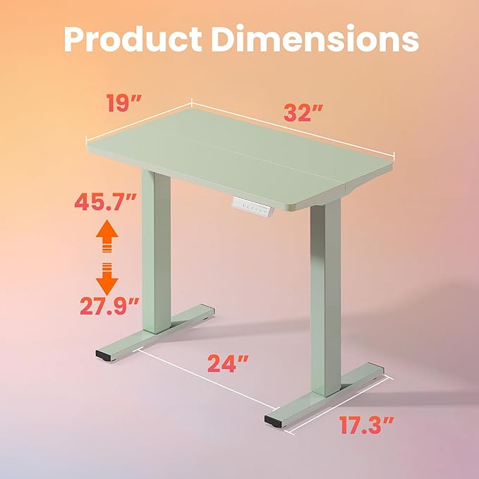 HUANUO 32" Small Electric Standing Desk Adjustable Height, 4 Memory Height - Image 3