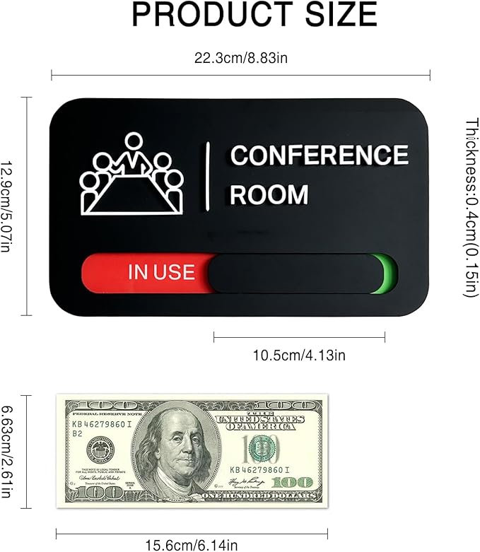 ANIWEY Acrylic Office Meeting Room Door Sign, 8.8 x 5.1 inches.Conference Room - Image 4