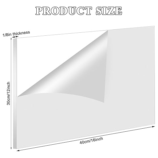 Roowest 4 Pcs 12 x 16 Inch, 1/8 Inch Thick White Acrylic Sheets Plastic Panels - Image 2