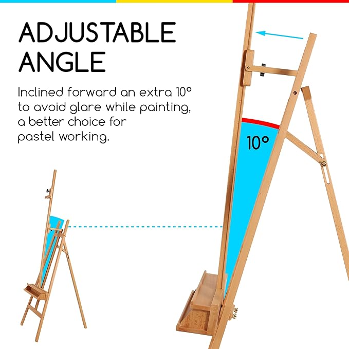 MEEDEN Large Painters Easel Adjustable Solid Beech Wood Artist Easel, Studio - Image 3