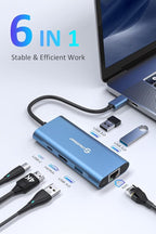 UtechSmart USB C Hub, Ethernet Multiport Adapter 6 in 1 USB C to HDMI Dock - Image 2