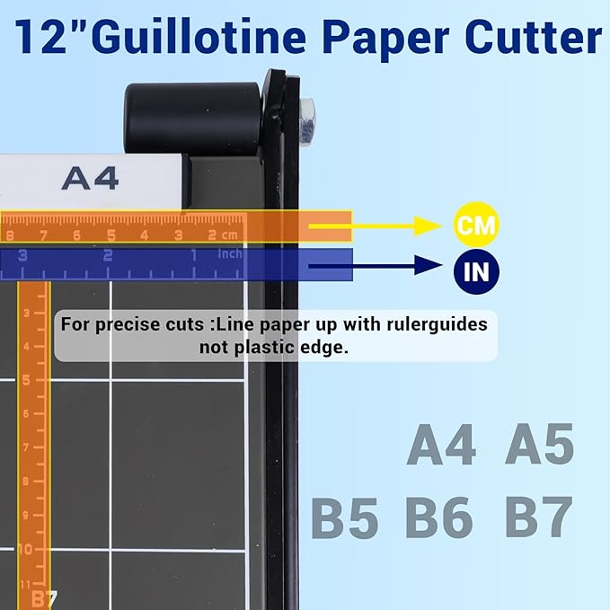 LSINBIU Guillotine Paper Cutter, 12 Sheets Capacity - Image 4
