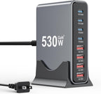 530W USB C Charger Block, 8-Port USB C Charging Station GaN IV Travel