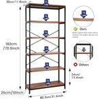 Himimi 6 Tier Industrial Bookshelf, Vintage Standing Storage Shelf, Display - Image 3