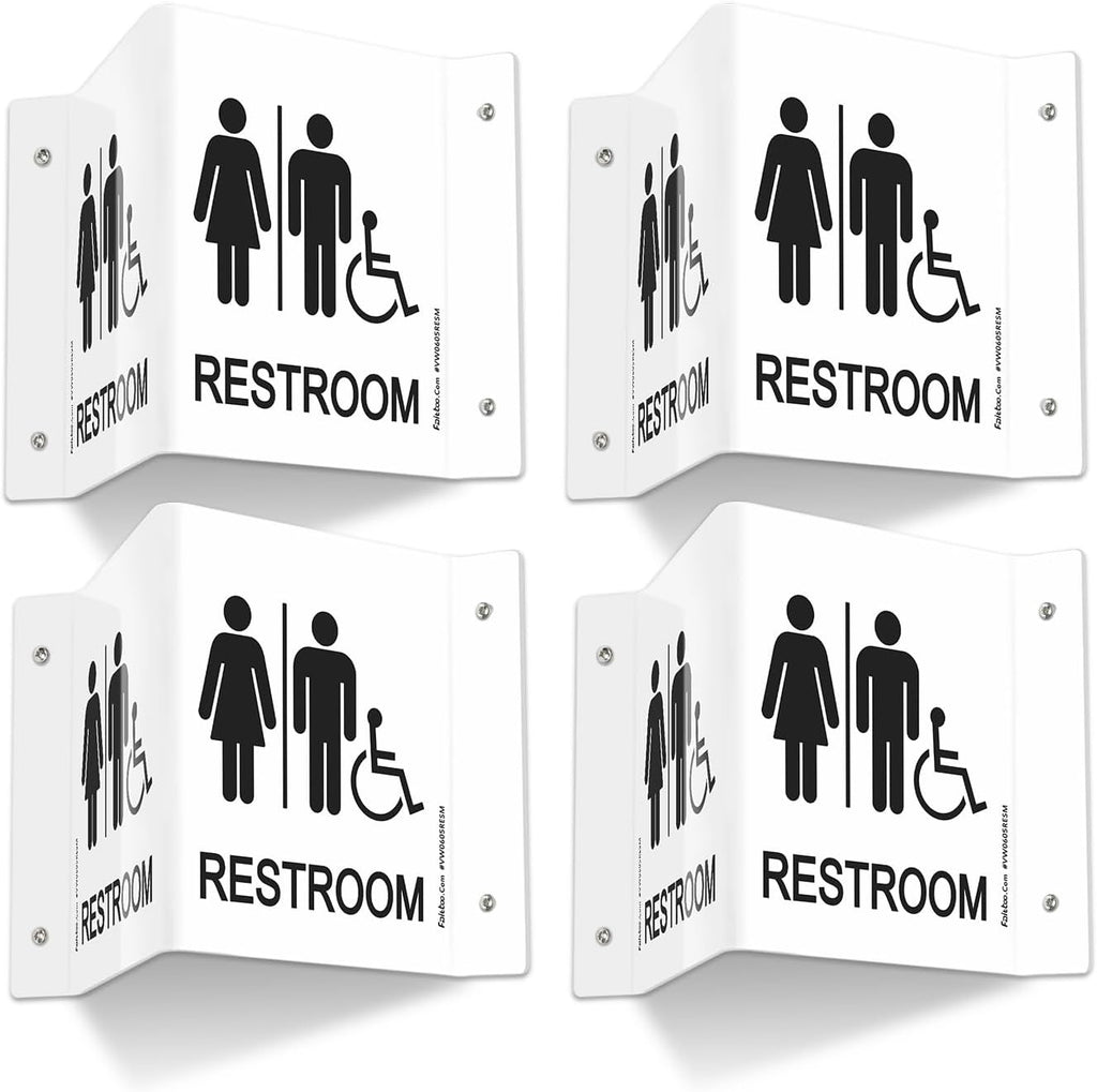 Faittoo Restroom Sign, Bathroom Signs, 4 Pack 6 x 8 Inches Acrylic Sign