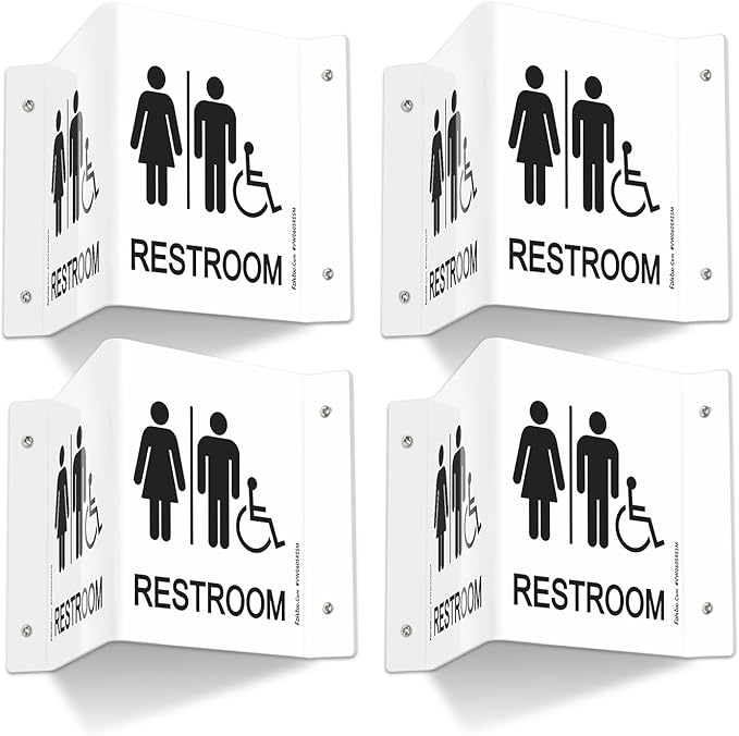 Faittoo Restroom Sign, Bathroom Signs, 4 Pack 6 x 8 Inches Acrylic Sign by Faittoo