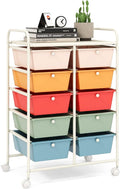 LDAILY 10 Drawer Rolling Cart, Storage Cart Organizer on Wheels, Drawer Cart by LDAILY