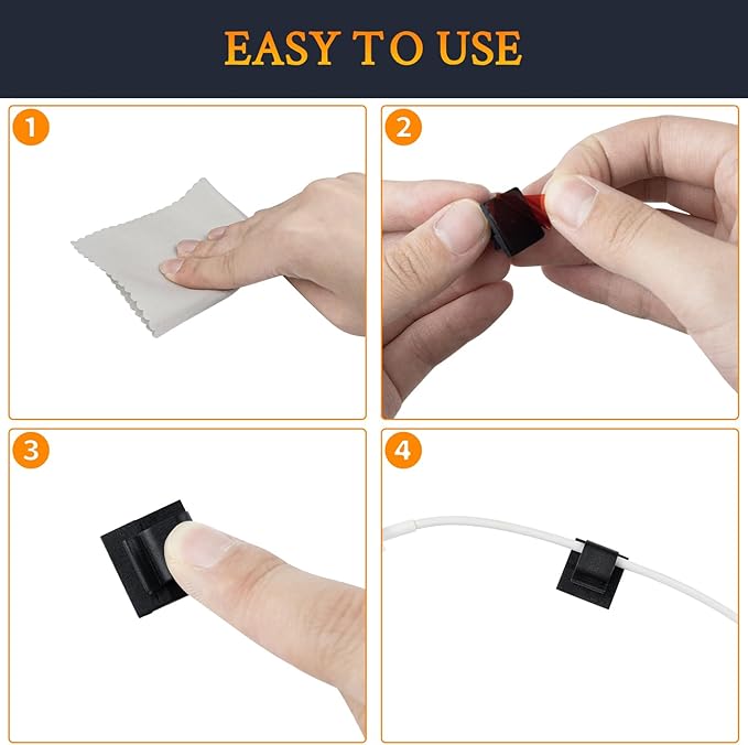 SOULWIT 50 Pcs Self Adhesive Cable Management Clips, Cable Organizers Sticky - Image 5