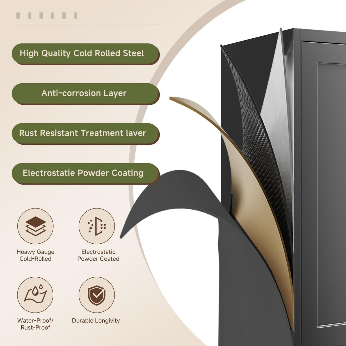 letaya 75" h metal storage cabinet with 2, front angle view