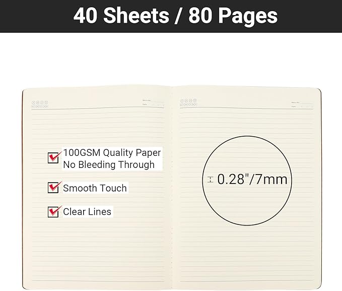EUSOAR Composition Notebooks College Ruled, 1 Pack A4 11" x 8-1/2", 40 Sheets/ - Image 3