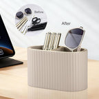 KINGFOM PU Leather Desk Organizer Pen Holder – Dual-Compartment Stylish Pencil - Image 8