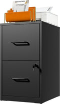 2 Drawer File Cabinet with Lock, Metal Vertical File Cabinets for Home Office, Office Furniture for Organization Hanging Legal/Letter/A4, Office File Cabinet Storage Cabinet, Require Assembly, Black | Black Steel Locking Vertical File Cabinet, Hanging