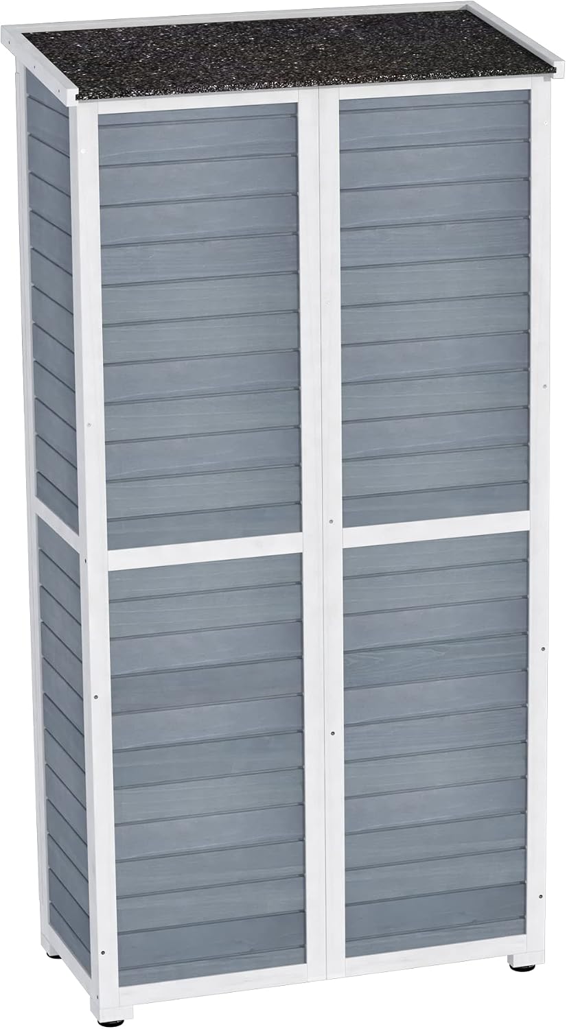 gdlf outdoor storage cabinet, wood & metal garden, view 9