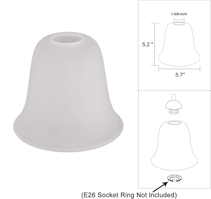 Eumyviv 3 Pack Bell Shaped Frosted Glass Lamp Shade Replacement - Image 3