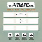 Phomemo Labels, D30/D30D Thermal Labels, 12mmX30mm Black On White, 3 Rolls | 0.47" x 1.18" D30D Waterproof Thermal Food Storage Stickers, BPA-Free Clean Tear for Home School Office Organization