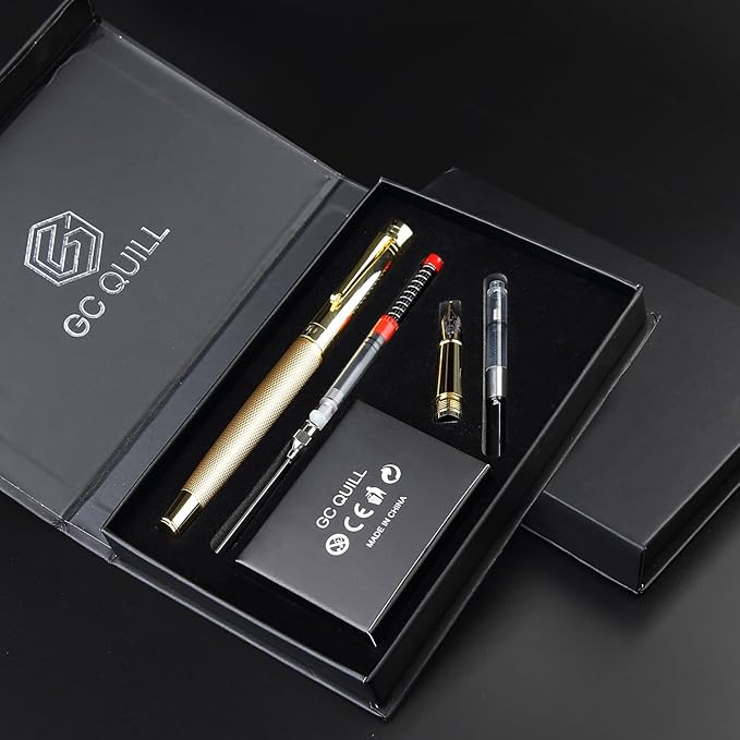 GC QUILL Fancy Fountain Pen Set – Fine and Medium Nibs, 18 Ink Cartridges - Image 7