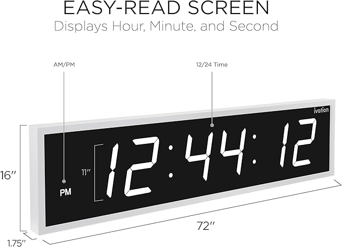 Ivation Huge Oversized 72" Large Digital LED Clock | Big Digital Clock - Image 2