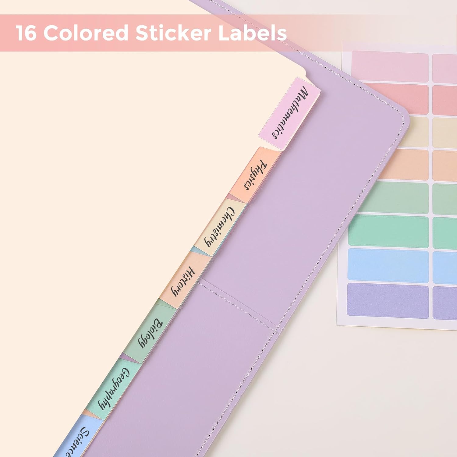 SKYDUE 8-Tab Write&Erase Plastic Dividers for 3 Ring Binder, 2sets | Binder Dividers with Tabs for Letter Size,with Sticker Labels,Divider Organizers for Student, Teacher,Pastels School Supplies