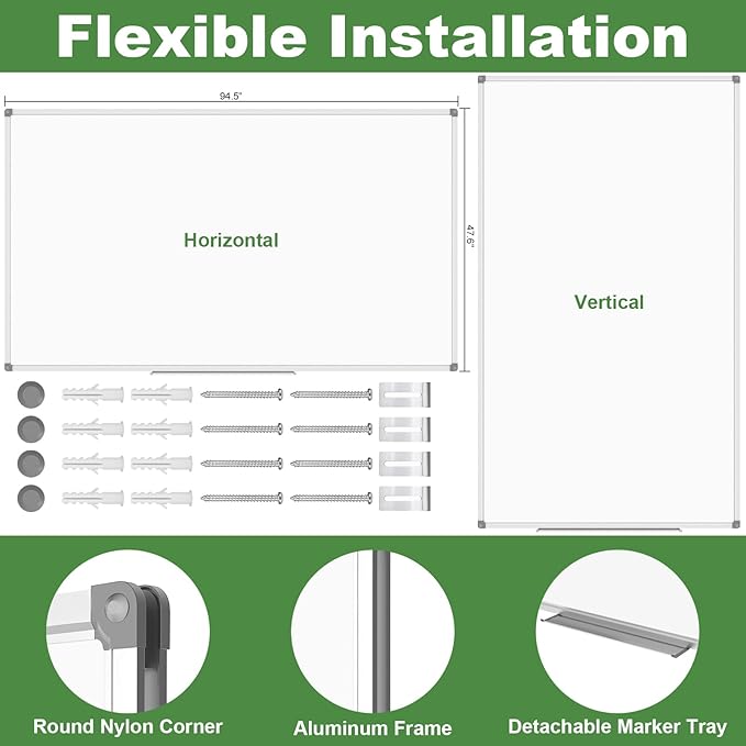 Lockways Dry Erase Board 96 x 48 Inch, Large Magnetic 4 x 8 White Board Wall - Image 2