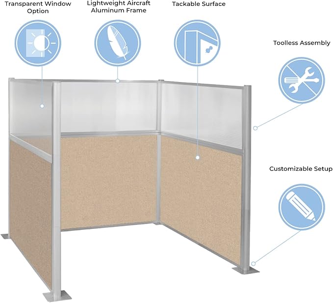 Versare Hush Panel Cubicle Kit | Workstation Partition Walls | Sound Dampening - Image 5