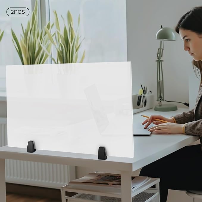 2 Packs Dual Frosted Plexiglass Desk Privacy Panels, 30 x 18 Inch Acrylic - Image 3