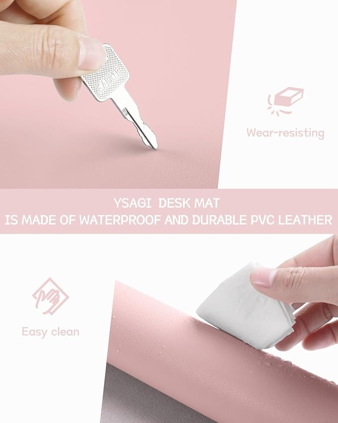 YSAGi Non-Slip Leather Desk Pad, Waterproof Laptop Computer Desk Keyboard Mat - Image 4