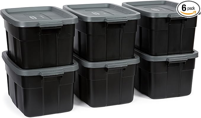 Rubbermaid Heavy Duty Black Storage Bins Plastic Totes by Rubbermaid