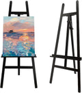 Stuelloaf Large A-Frame Wooden Painting Display Black Easel, Large Adjustable