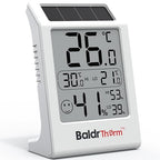 BaldrTherm Room Thermometer Indoor Humidity Meter, Solar-Powered 3.2'' Digital by BaldrTherm