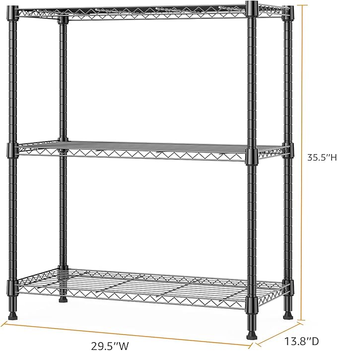 M MZG 750 lbs 3 Tier Storage Rack Metal Wire Shelving Unit, Storage Standing - Image 3