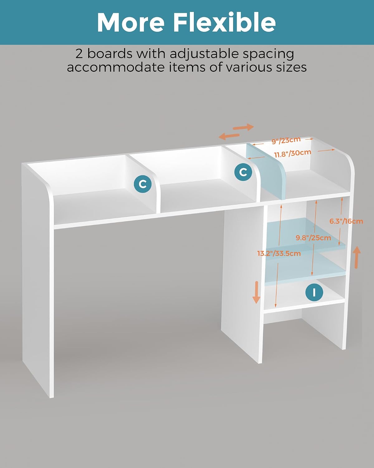 LAND·VOI Desktop Bookshelf, Countertop Storage Hutch with 5 Shelves for Compu...