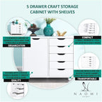 Naomi Home Amy 5-Drawer Craft & Office Storage Cabinet - Image 3