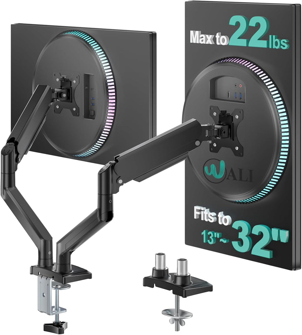 wali adjustable dual monitor arm for 13-32 inch, main product view