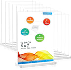 BlueValley Acrylic Sign Holder 5x7 Vertical – 12 Pack Double Sided Clear by BlueValley