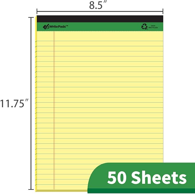 KAISA Legal Pad Writing Pads, 8.5"x11.75" Wide Ruled, 56GSM Paper Notepads - Image 3