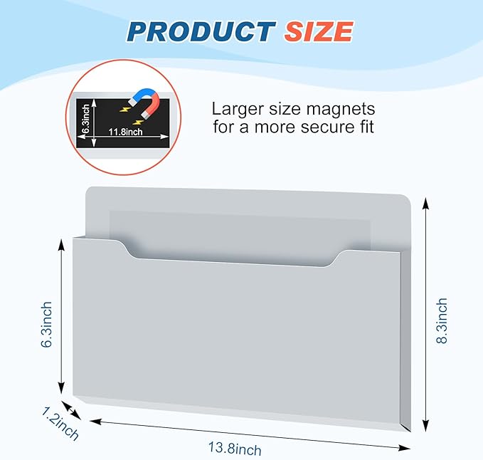 Feifeiya Magnetic Pocket File Holder Large File Folder Organizer Paper Mail - Image 2
