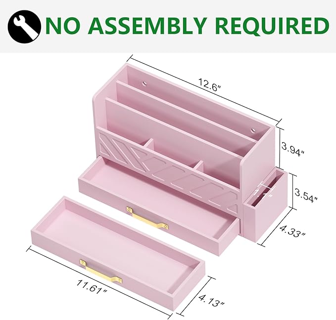 WISUCART Bamboo Desk Organizer Mail Holder Countertop Wood Desk Drawer Tabletop - Image 4