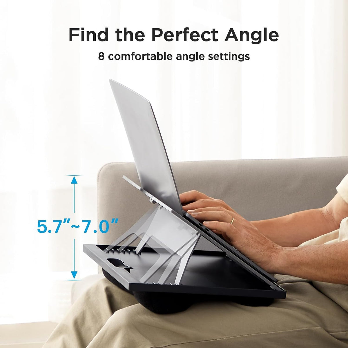 HUANUO Lap Desk with 8 Adjustable Angles – Up to 15.6" Laptop, Black