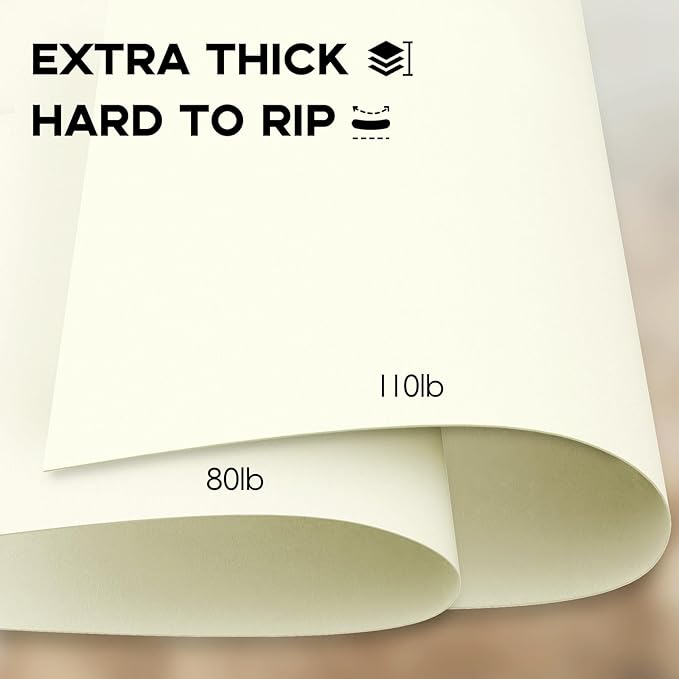 110lb Cream Cardstock, Goefun 100 Sheets Ivory Cardstock Paper 300 GSM Thick - Image 4